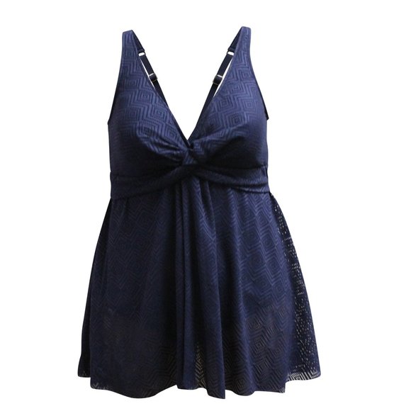 NWT Swim Solutions Flyaway Twist-Front Swimdress - Picture 3 of 6